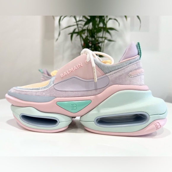 BALMAIN B-Block Colorblock Platform Sneakers - Picture 1 of 12